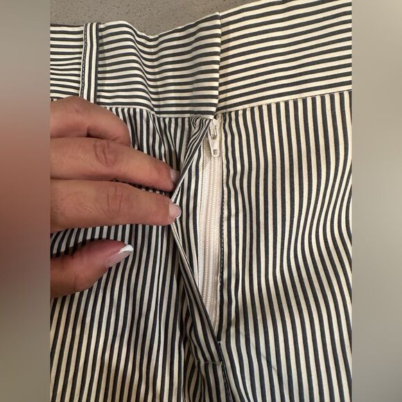 Lafayette 148 New York Striped Wide Leg Crop Cotton Blend Women's Pants Size 6 - Picture 4 of 11